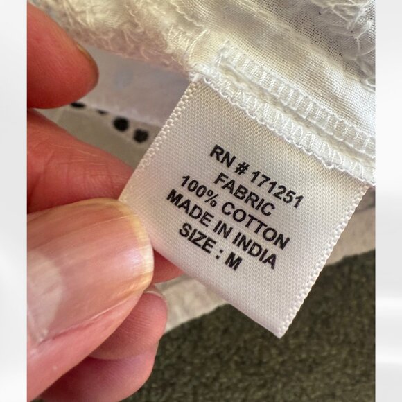 Jennifer and Grace White Eyelet Lace Top Medium Cottagecore Romantic Blouse - Picture 7 of 10